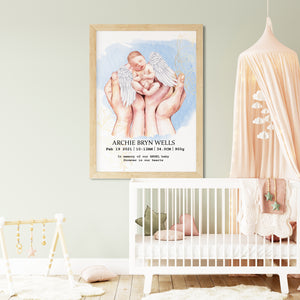 Personalised ANGEL Baby Birth Details print