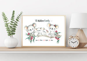 Personalised KOALA FAMILY Prints