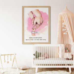 Personalised Baby GIRL Birth Details print