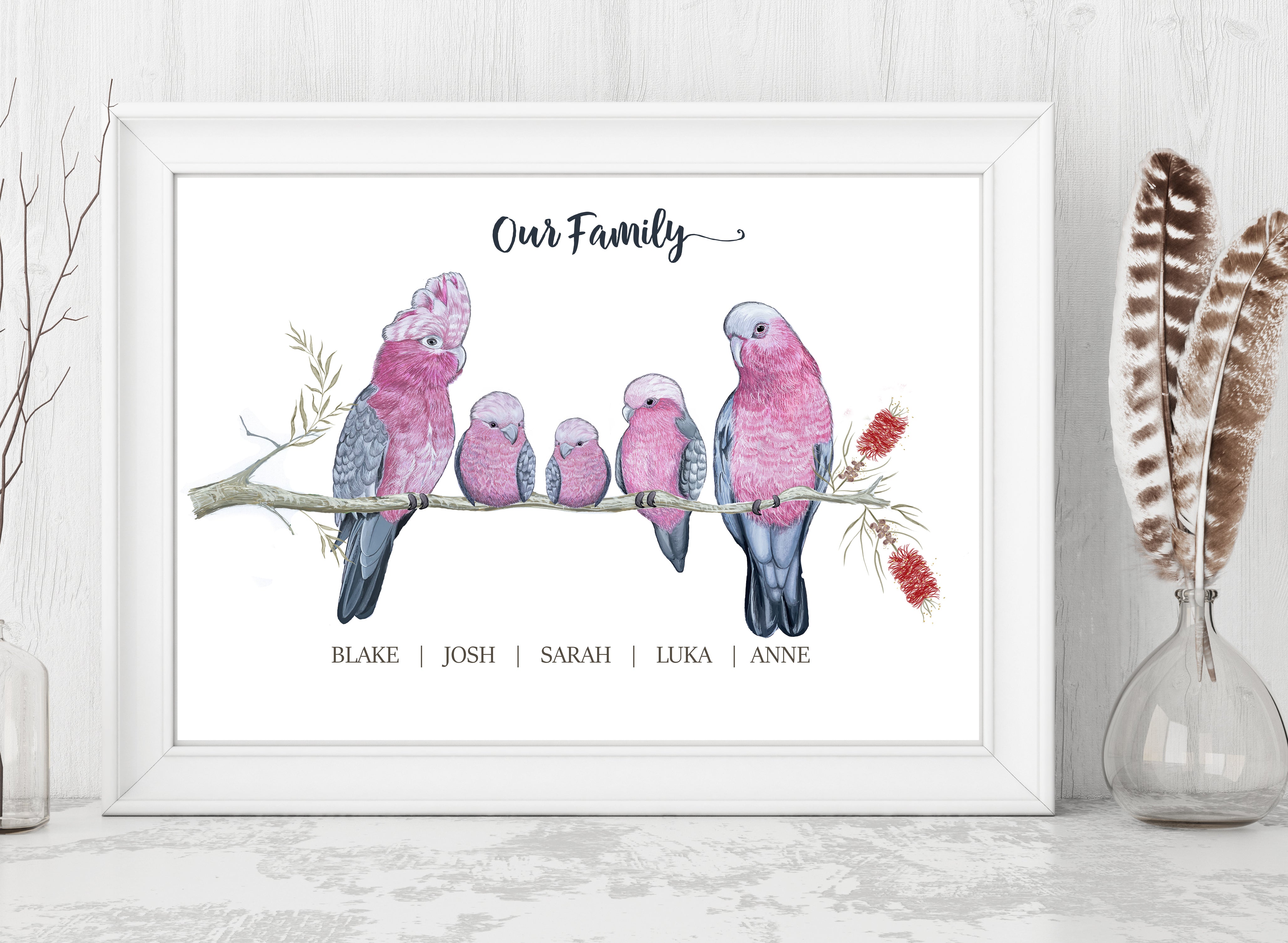 Personalised GALAH FAMILY Prints