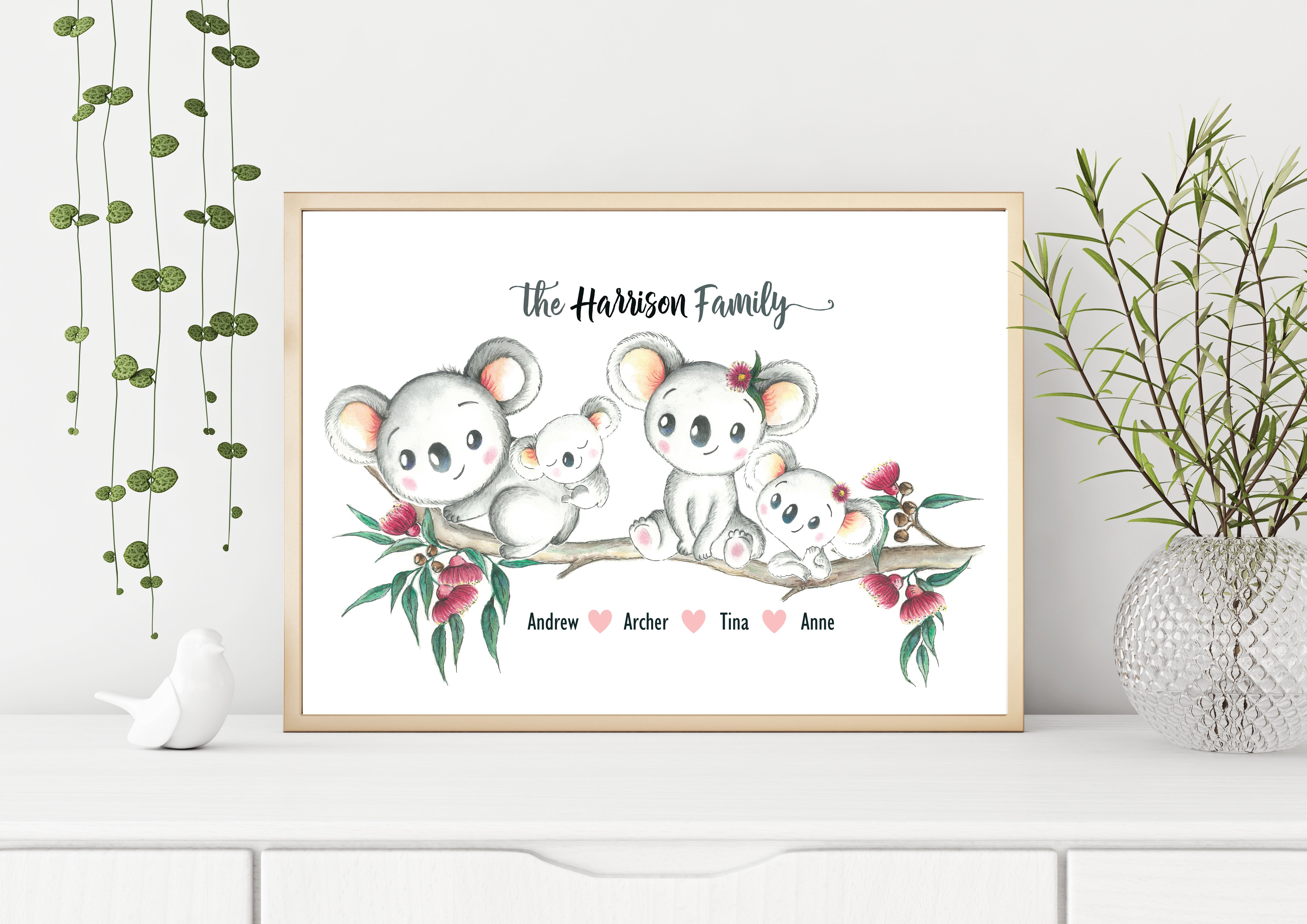 Personalised KOALA FAMILY Prints