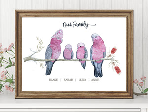 Personalised GALAH FAMILY Prints