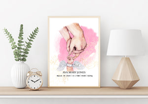 Personalised ANGEL Baby Birth Details print