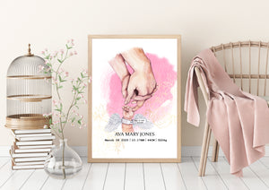 Personalised ANGEL Baby Birth Details print