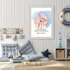 Personalised ANGEL Baby Birth Details print