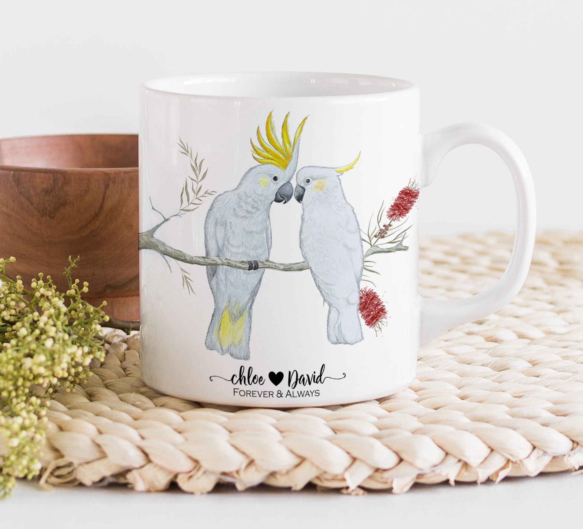 Personalised COCKATOO COUPLE Mug