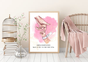 SINGLE MUM and Baby Birth Details print