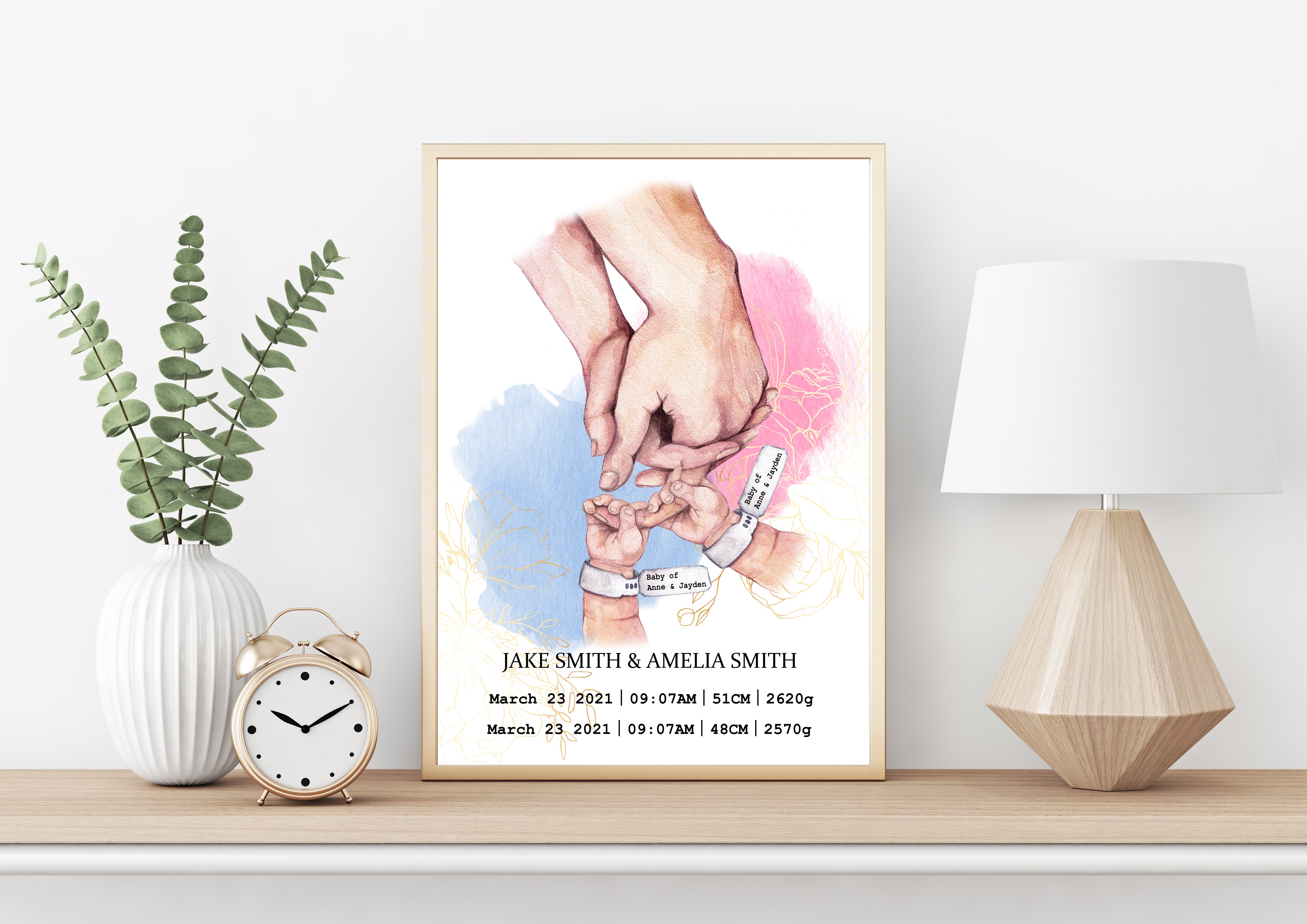 Personalised TWIN BABIES Birth Details print