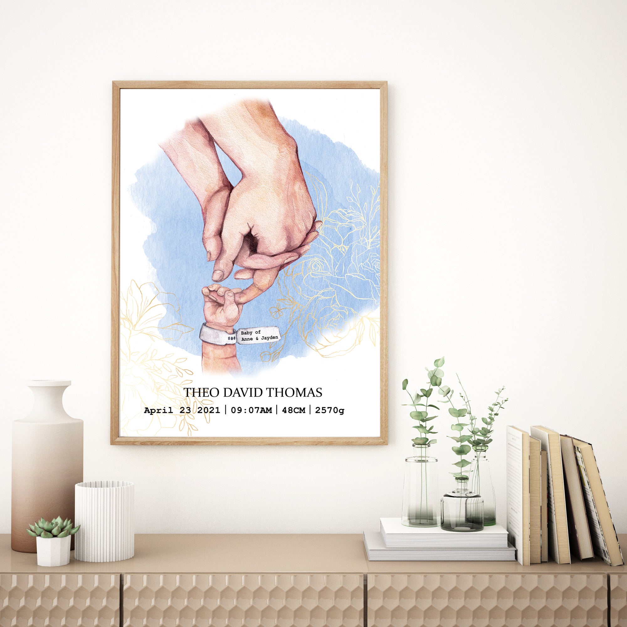 Personalised Baby BOY Birth Details print