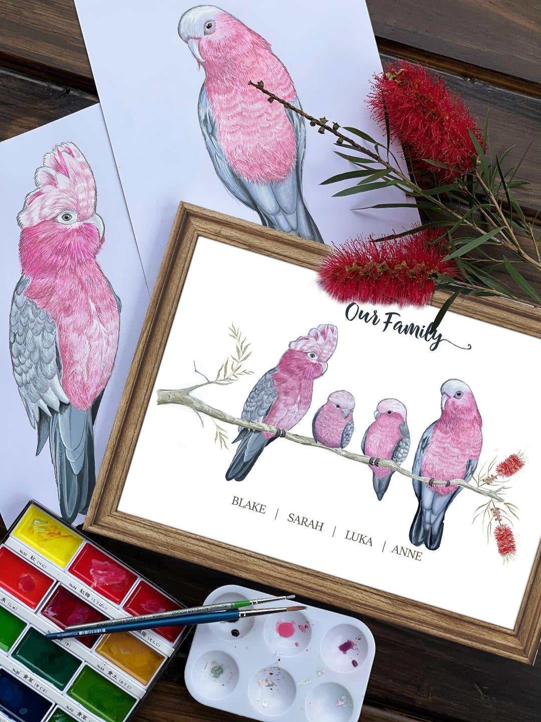 Personalised GALAH FAMILY Prints