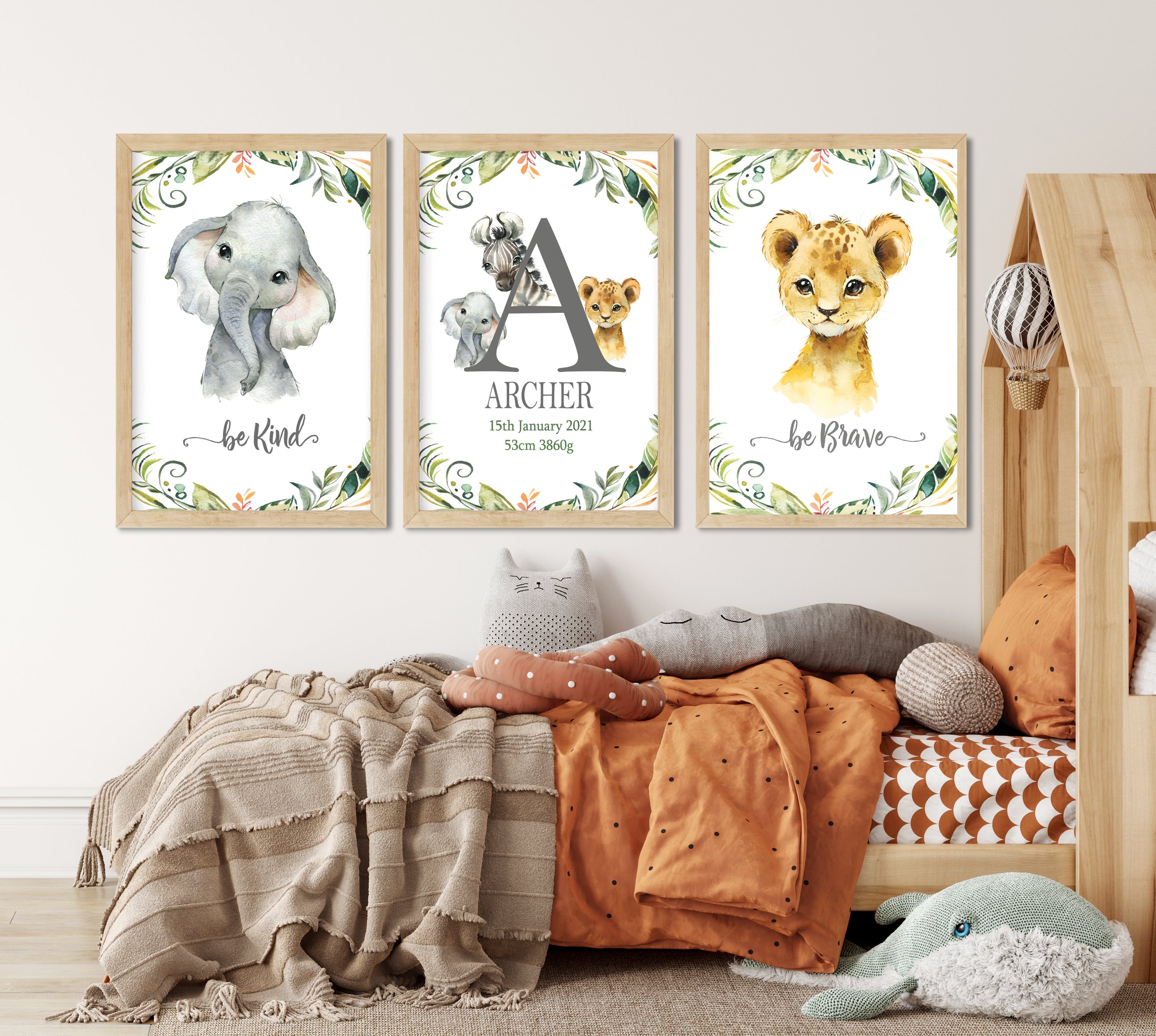 Safari Animals (Set of 3 Prints)