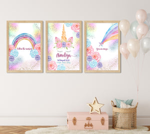 Unicorn and Rainbow (Set of 3 Prints)