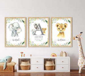 Safari Animals (Set of 3 Prints)