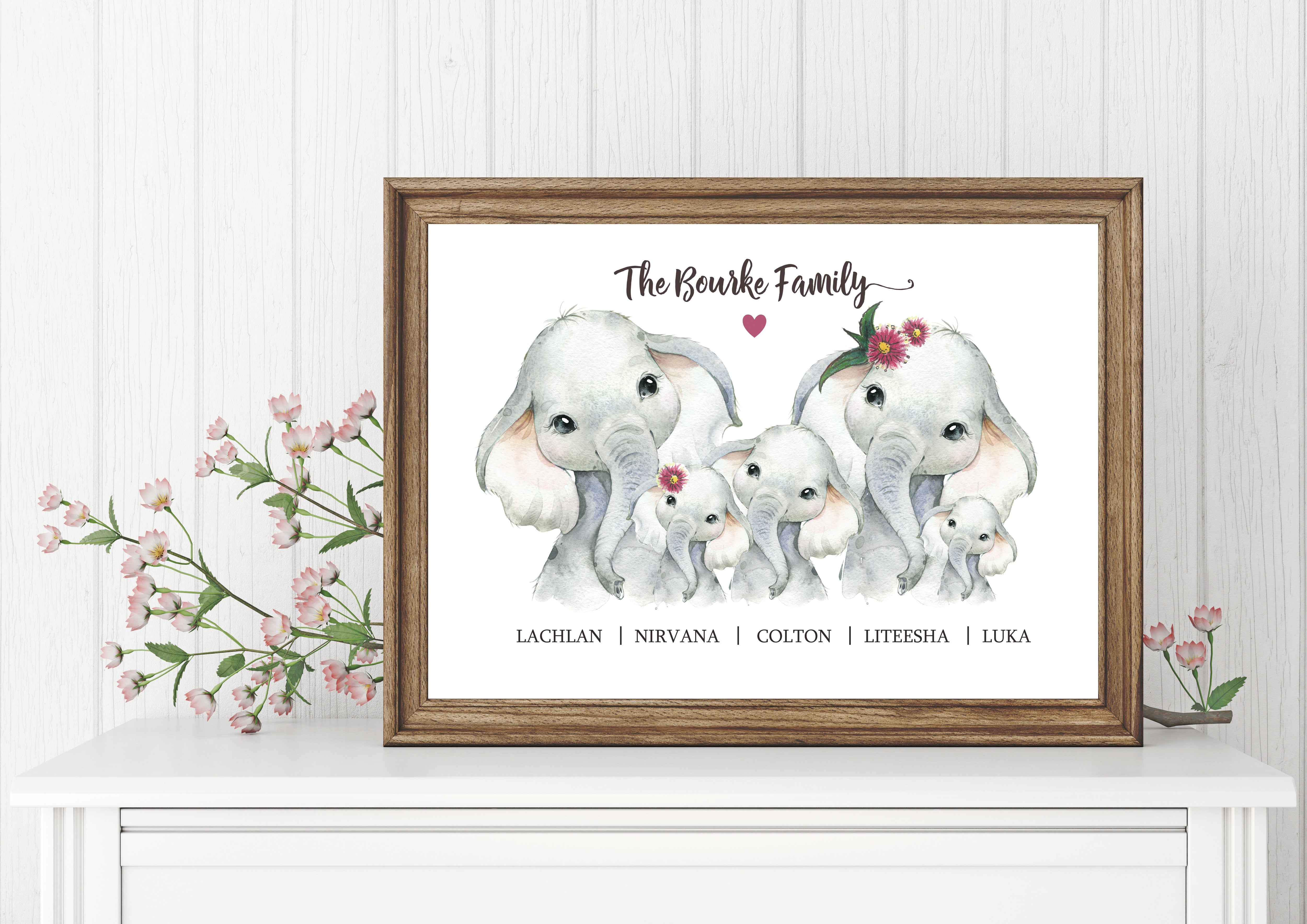 Personalised ELEPHANT FAMILY Prints