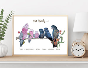Personalised BLENDED BIRDS FAMILY Prints