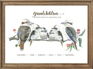 Personalised KOOKABURRA GRANDCHILDREN Prints