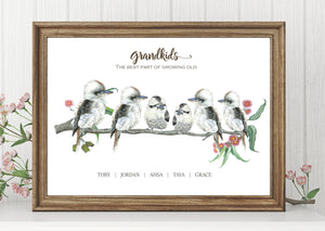 Personalised KOOKABURRA GRANDCHILDREN Prints